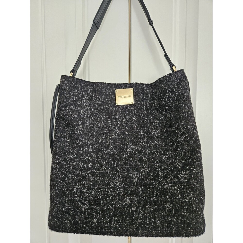 Coco + Carmen Tweed Black And Gold Shoulder Bag Used Once Or Twice